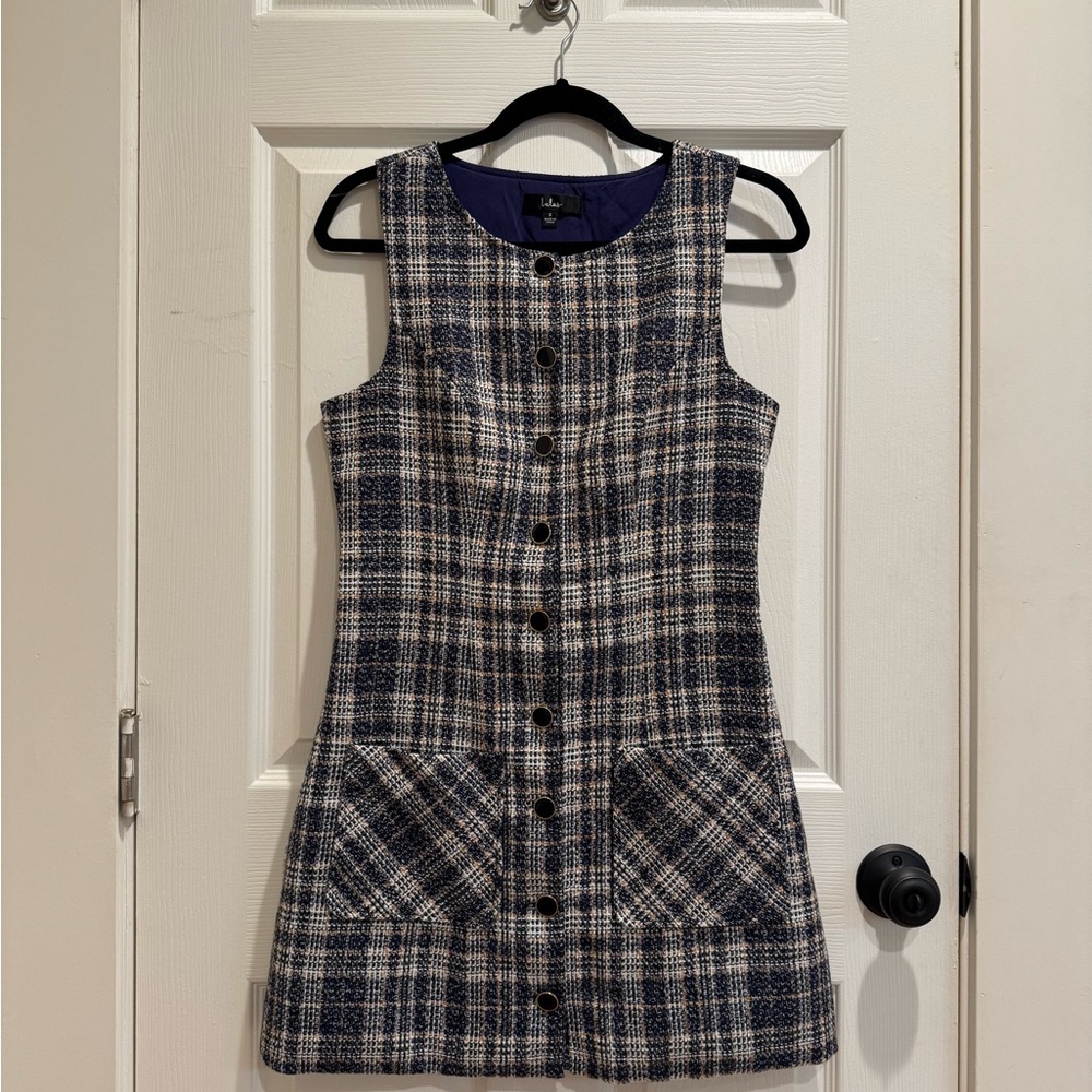 Plaid Sleeveless Button-Down Dress